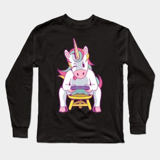 Cute Unicorn Gaming Gift Idea Gamer Geek Long Sleeve T-Shirt
